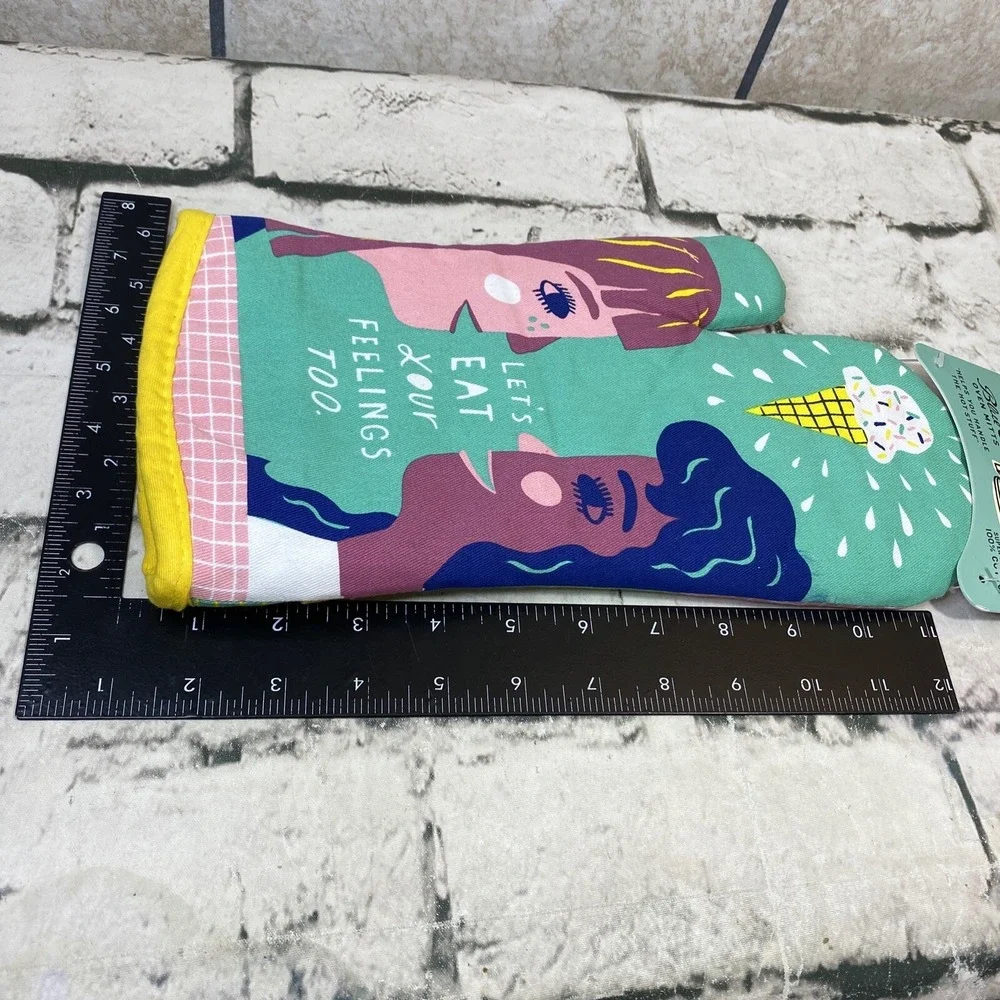 Blue Q Oven Mitt Lets Eat Your Feelings NEW Funny‎ Cotton Kitchen Baking Bake